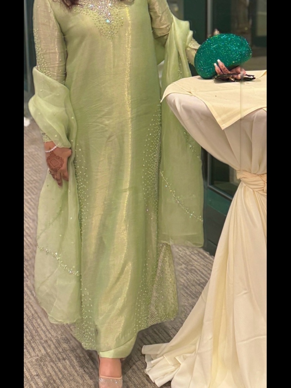 Farida Hasan Mint Green Embellished Women’s Dress - Picture 6 of 6